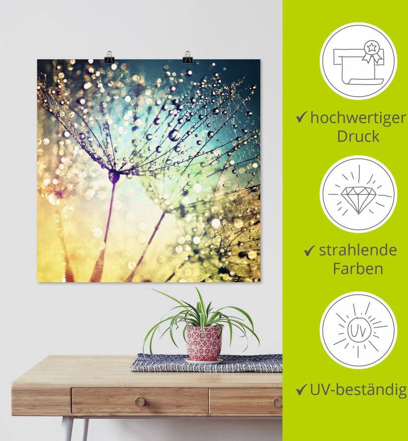 Artland Artprint Pluizenbol magische druppels als artprint van aluminium artprint voor buiten artprint op linnen poster muursticker