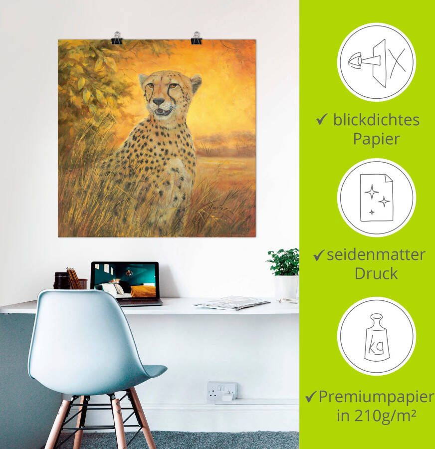 Artland Artprint Portret cheeta als artprint van aluminium artprint voor buiten poster in diverse formaten