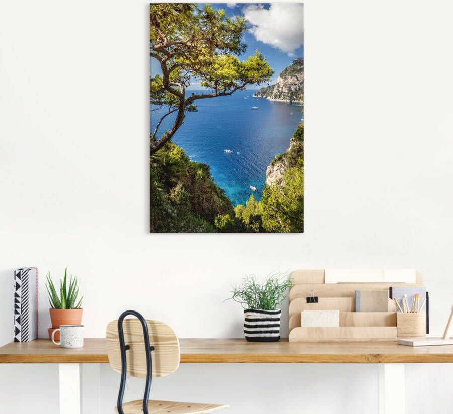 Artland Artprint Punta de Masullo eiland capri Italië als artprint van aluminium artprint voor buiten artprint op linnen poster muursticker