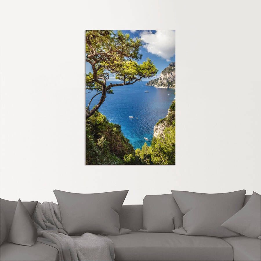 Artland Artprint Punta de Masullo eiland capri Italië als artprint van aluminium artprint voor buiten artprint op linnen poster muursticker