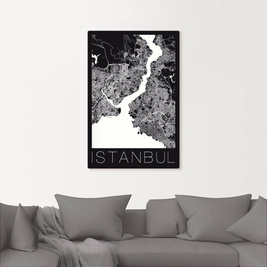 Artland Poster Retro kaart Istanbul zwart & wit als artprint van aluminium artprint op linnen muursticker of poster in verschillende maten - Foto 2