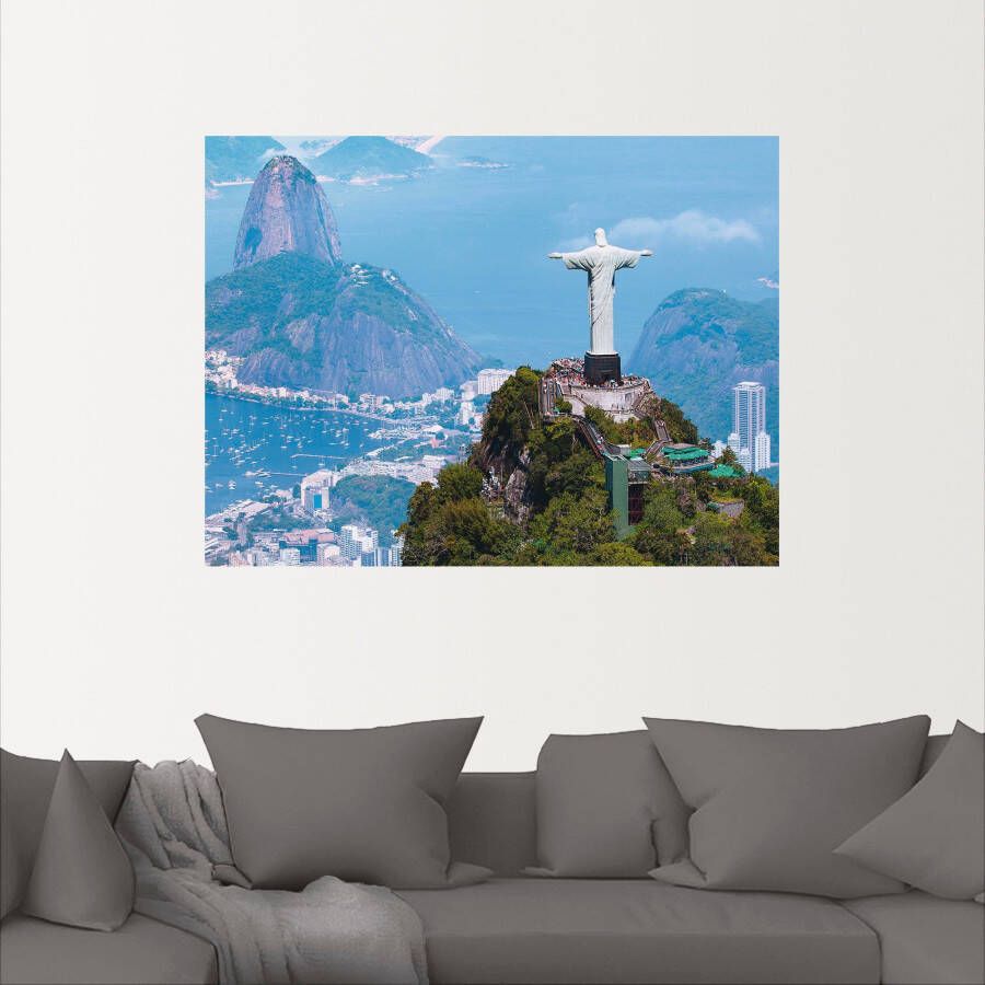 Artland Artprint Rio de Janeiro met Christus als artprint van aluminium artprint op linnen muursticker verschillende maten