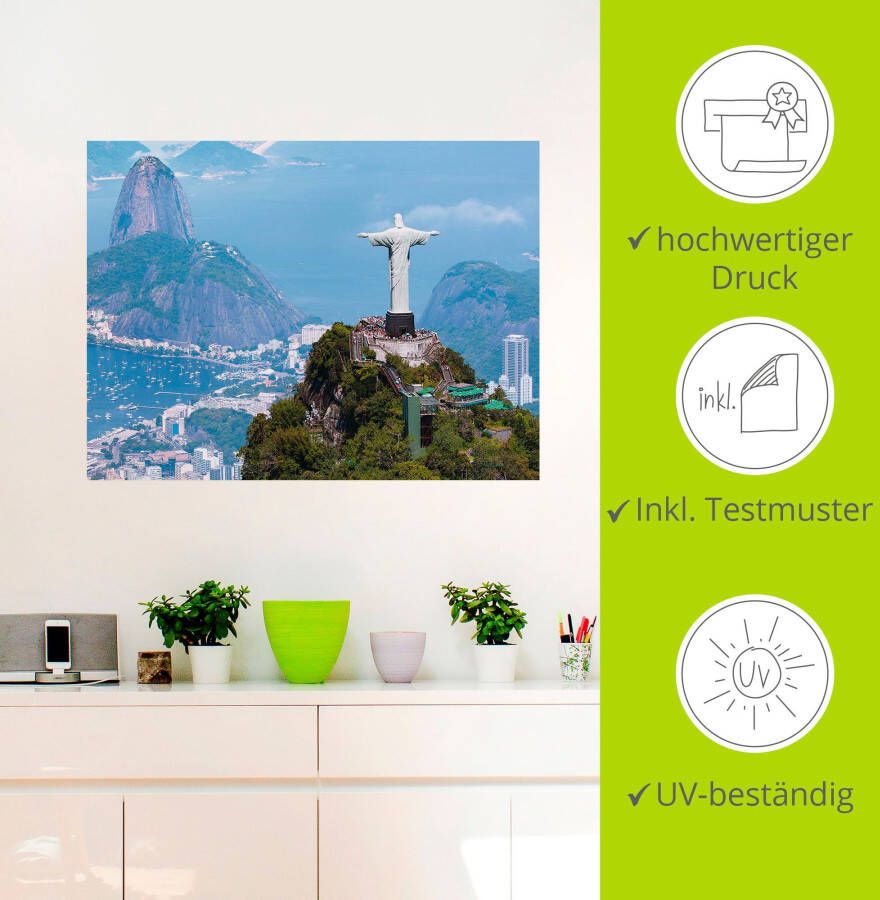 Artland Artprint Rio de Janeiro met Christus als artprint van aluminium artprint op linnen muursticker verschillende maten