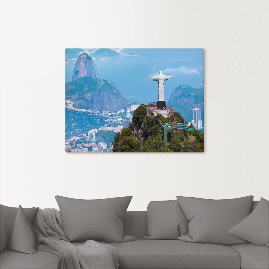 Artland Artprint Rio de Janeiro met Christus als artprint van aluminium artprint op linnen muursticker verschillende maten