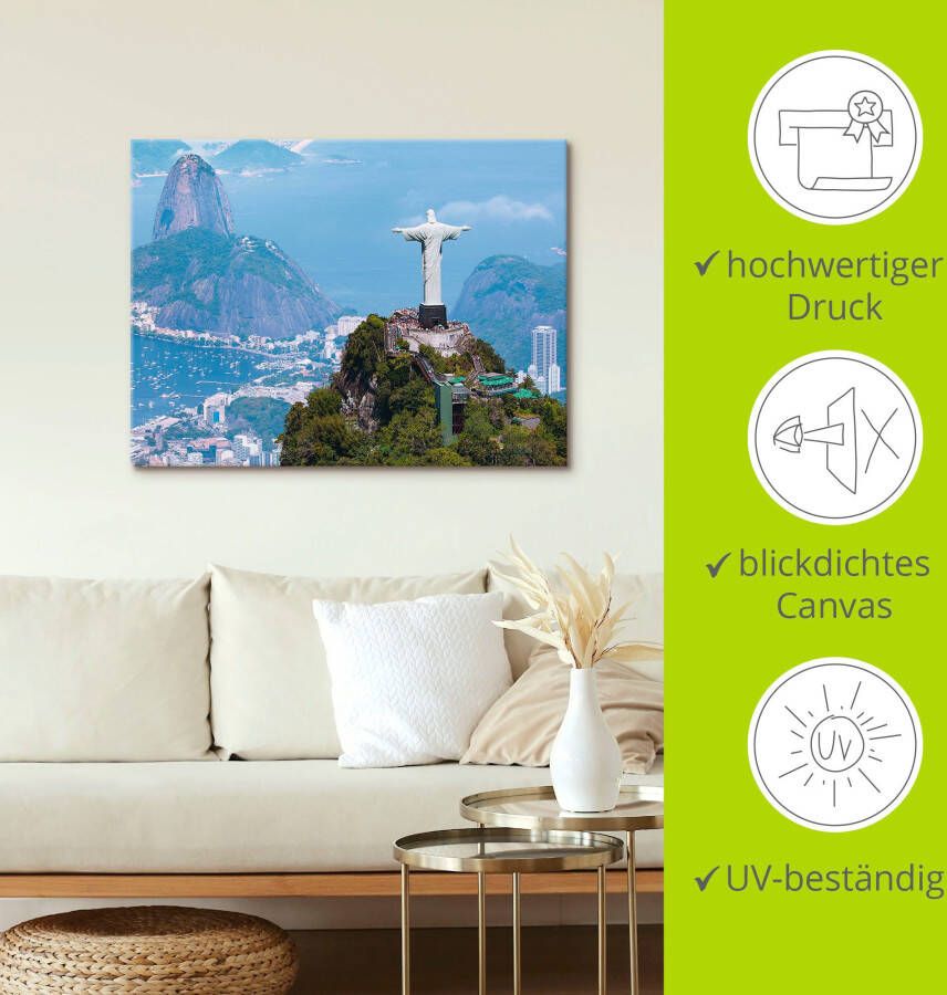 Artland Artprint Rio de Janeiro met Christus als artprint van aluminium artprint op linnen muursticker verschillende maten