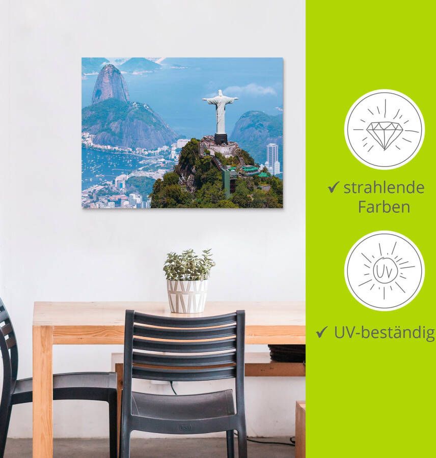 Artland Artprint Rio de Janeiro met Christus als artprint van aluminium artprint op linnen muursticker verschillende maten