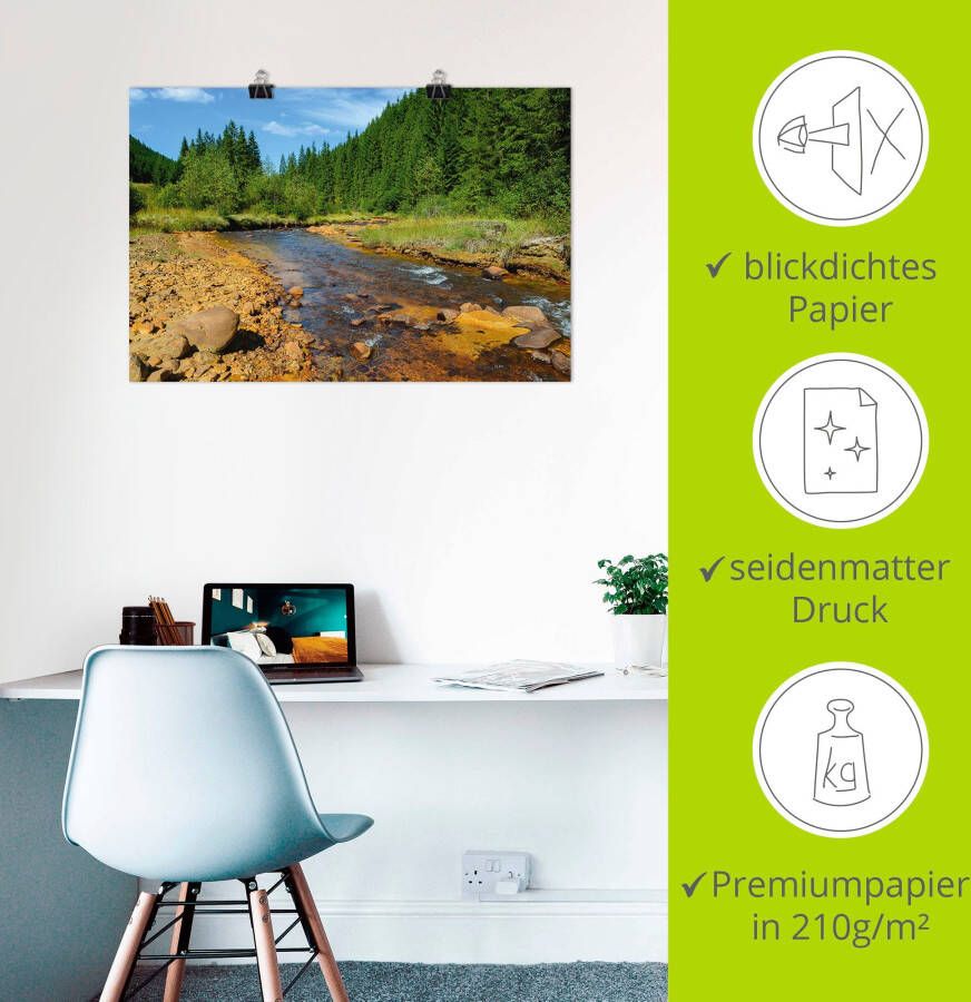 Artland Artprint Rivier Neagra Caliman-nationaalpark als artprint van aluminium artprint voor buiten poster in diverse formaten