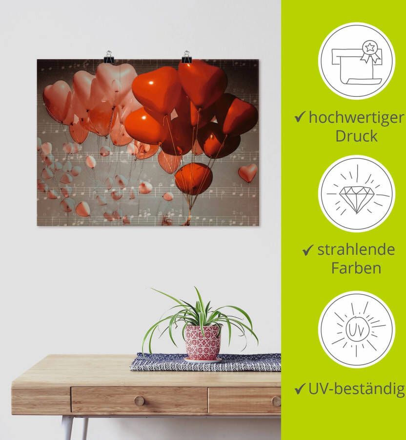 Artland Artprint Rode harten als poster muursticker in verschillende maten