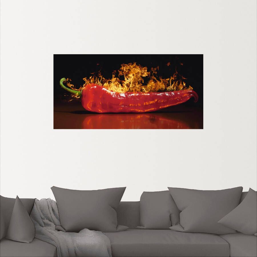 Artland Artprint Rode hete chilipeper als artprint van aluminium artprint voor buiten artprint op linnen poster muursticker