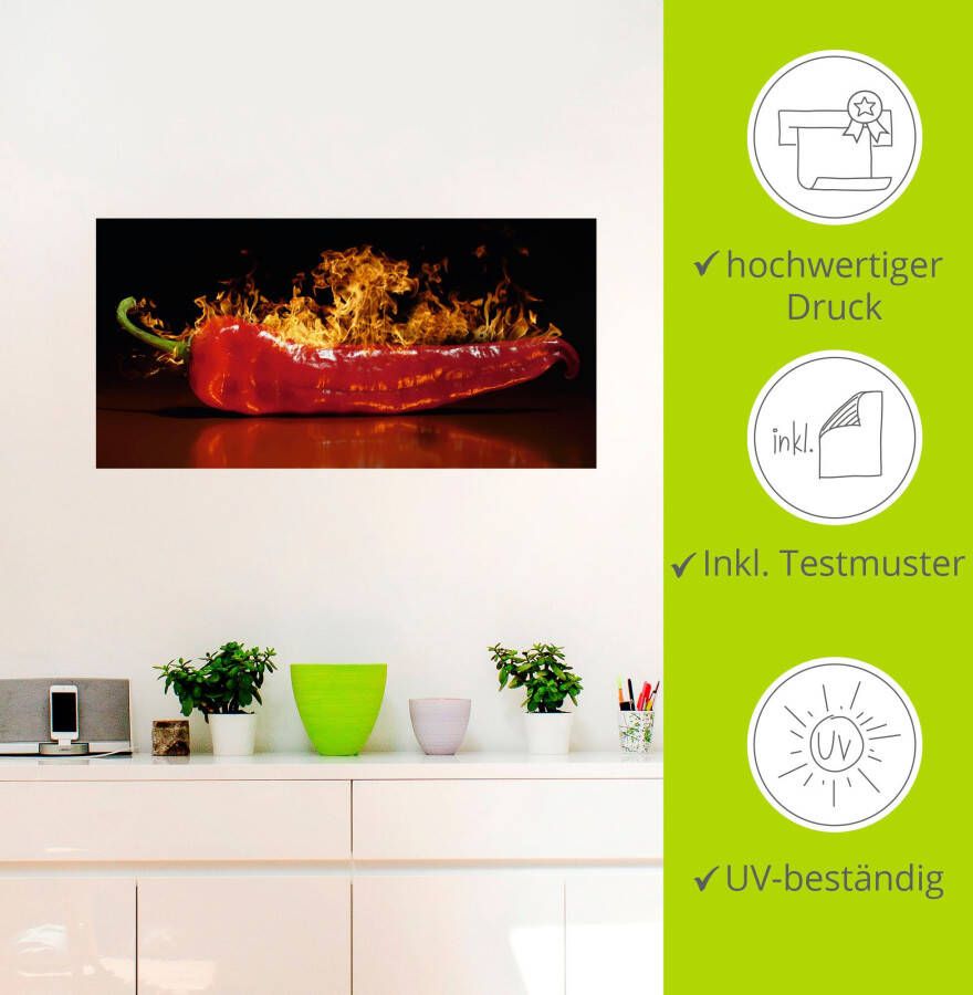 Artland Artprint Rode hete chilipeper als artprint van aluminium artprint voor buiten artprint op linnen poster muursticker