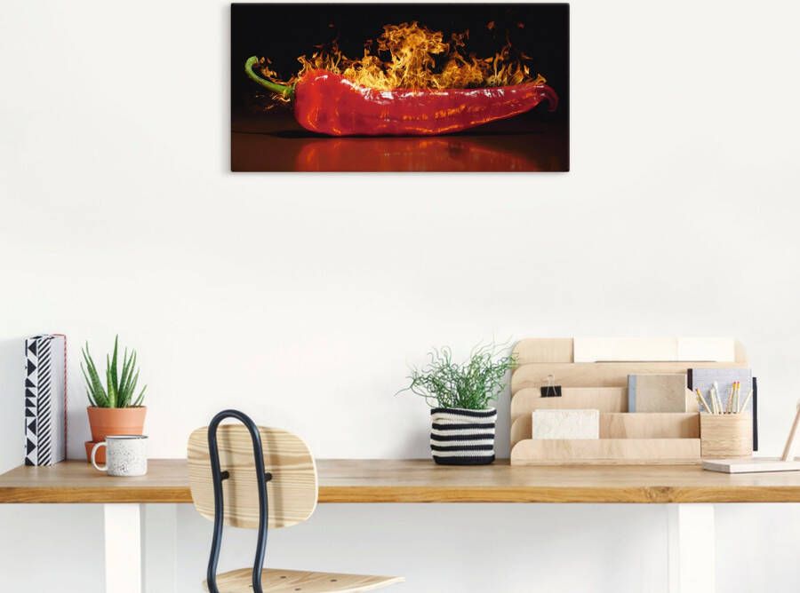 Artland Artprint Rode hete chilipeper als artprint van aluminium artprint voor buiten artprint op linnen poster muursticker