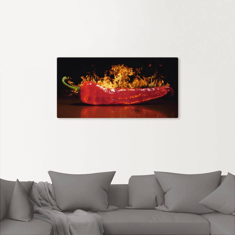 Artland Artprint Rode hete chilipeper als artprint van aluminium artprint voor buiten artprint op linnen poster muursticker