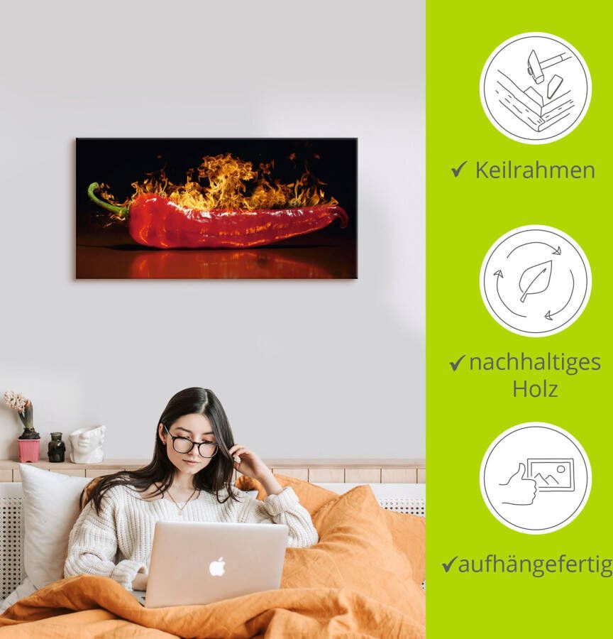 Artland Artprint Rode hete chilipeper als artprint van aluminium artprint voor buiten artprint op linnen poster muursticker