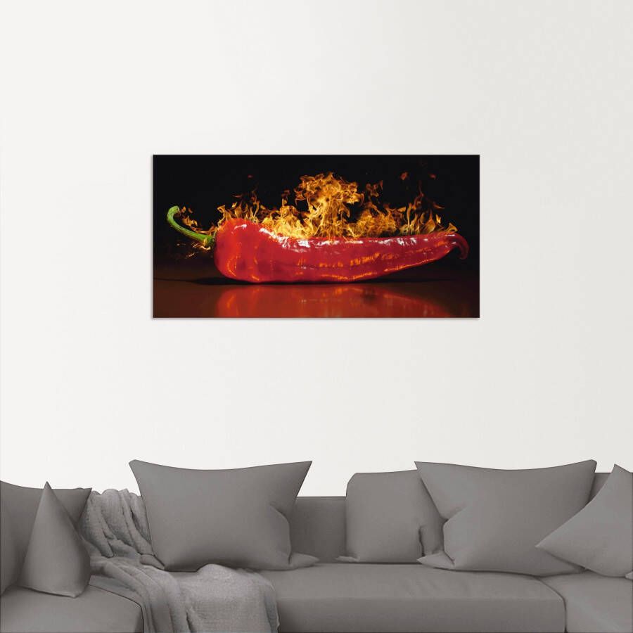 Artland Artprint Rode hete chilipeper als artprint van aluminium artprint voor buiten artprint op linnen poster muursticker