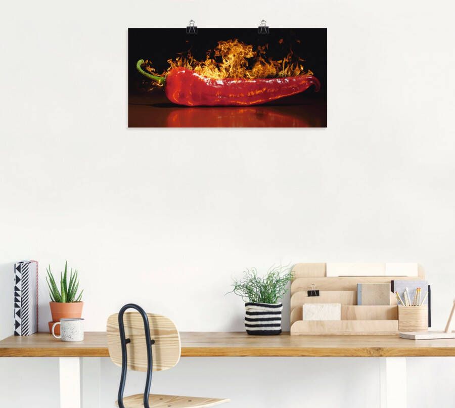 Artland Artprint Rode hete chilipeper als artprint van aluminium artprint voor buiten artprint op linnen poster muursticker