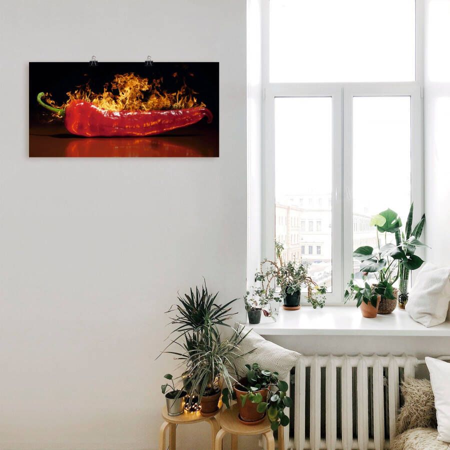 Artland Artprint Rode hete chilipeper als artprint van aluminium artprint voor buiten artprint op linnen poster muursticker