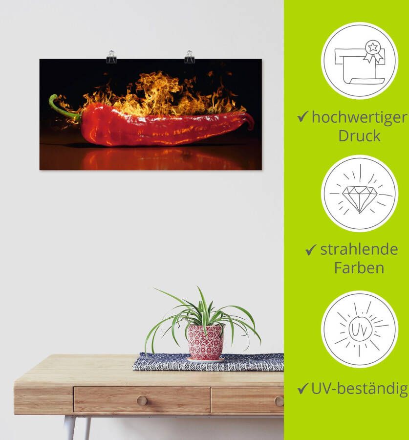 Artland Artprint Rode hete chilipeper als artprint van aluminium artprint voor buiten artprint op linnen poster muursticker