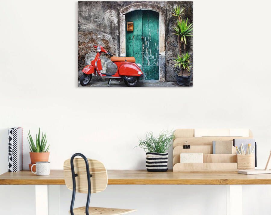 Artland Artprint Rode scooter als artprint van aluminium artprint voor buiten artprint op linnen poster in verschillende maten. maten