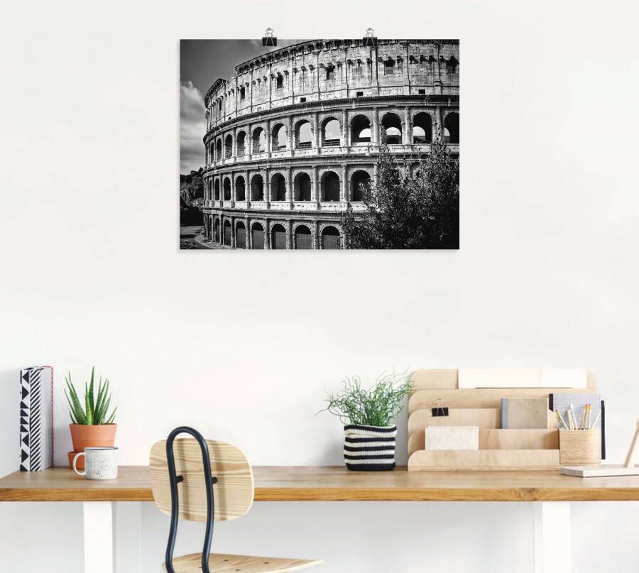 Artland Artprint Rome Colosseum monochroom als artprint van aluminium artprint voor buiten poster in diverse formaten