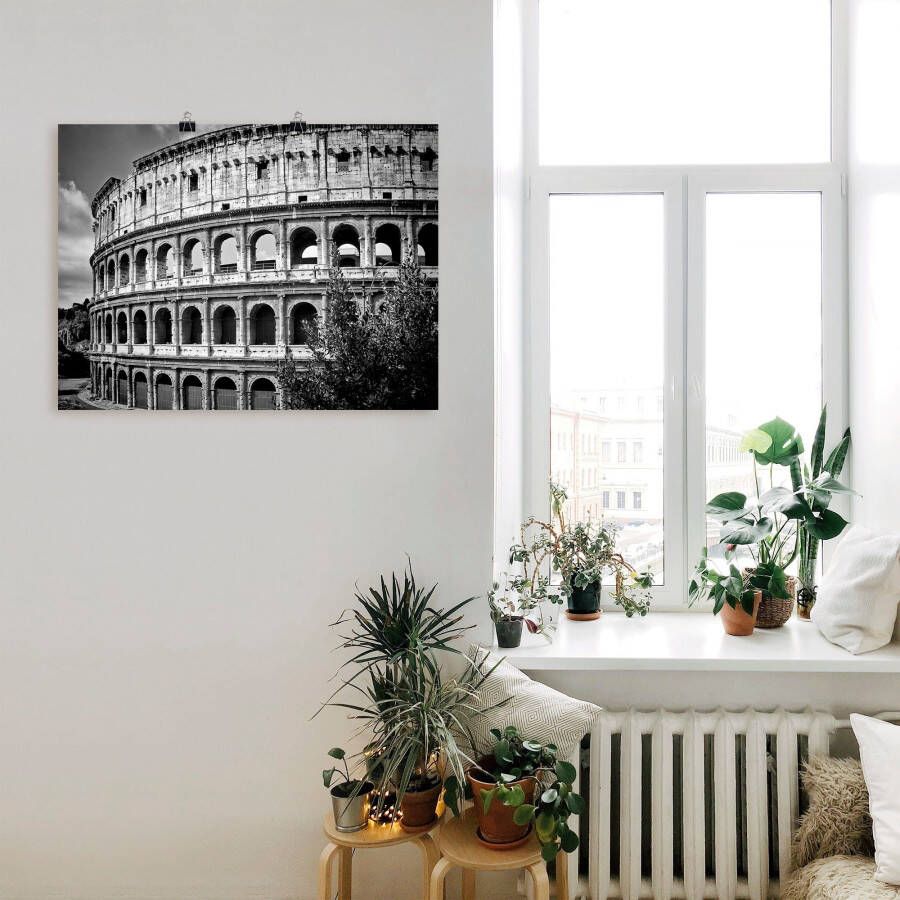 Artland Artprint Rome Colosseum monochroom als artprint van aluminium artprint voor buiten poster in diverse formaten