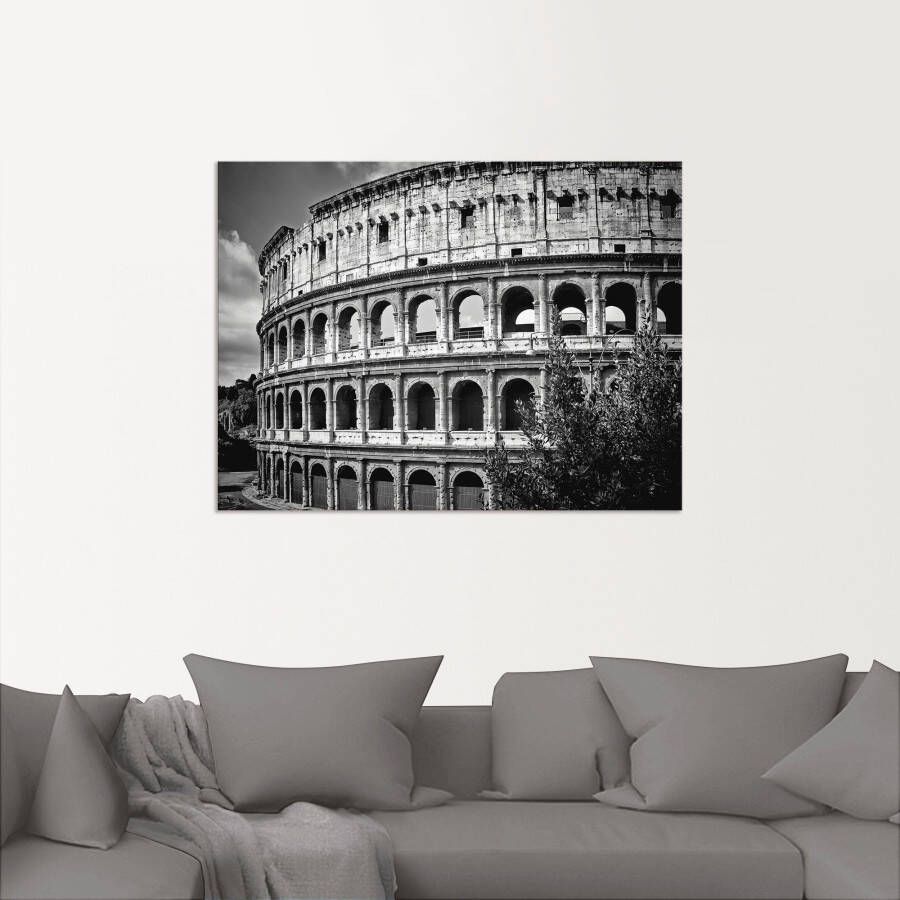 Artland Artprint Rome Colosseum monochroom als artprint van aluminium artprint voor buiten poster in diverse formaten