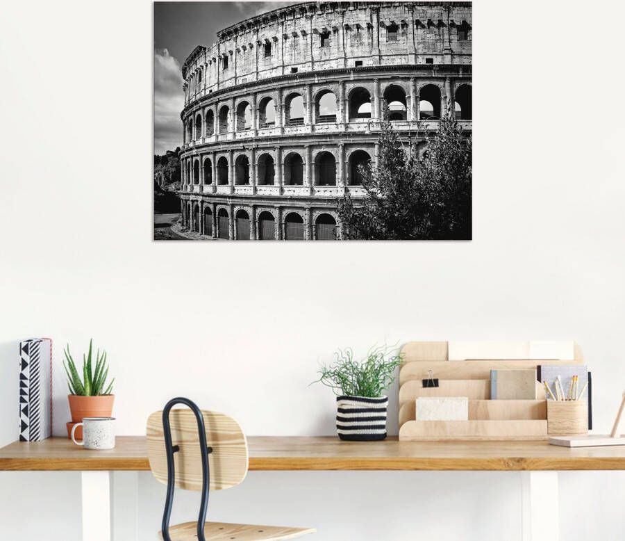 Artland Artprint Rome Colosseum monochroom als artprint van aluminium artprint voor buiten poster in diverse formaten