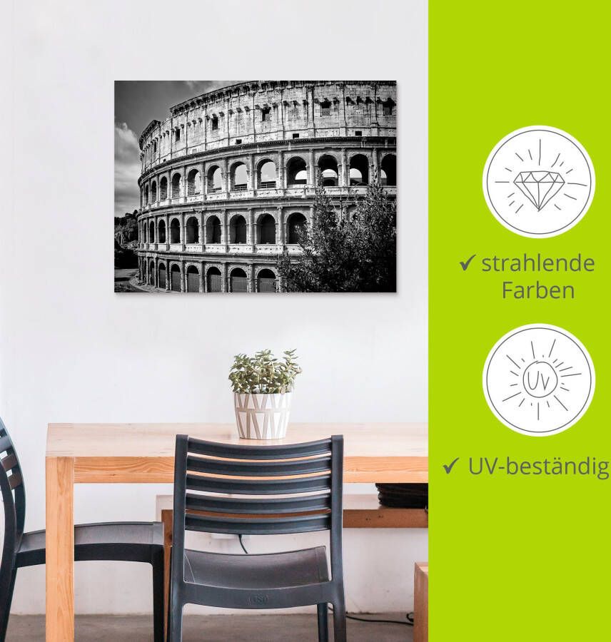 Artland Artprint Rome Colosseum monochroom als artprint van aluminium artprint voor buiten poster in diverse formaten