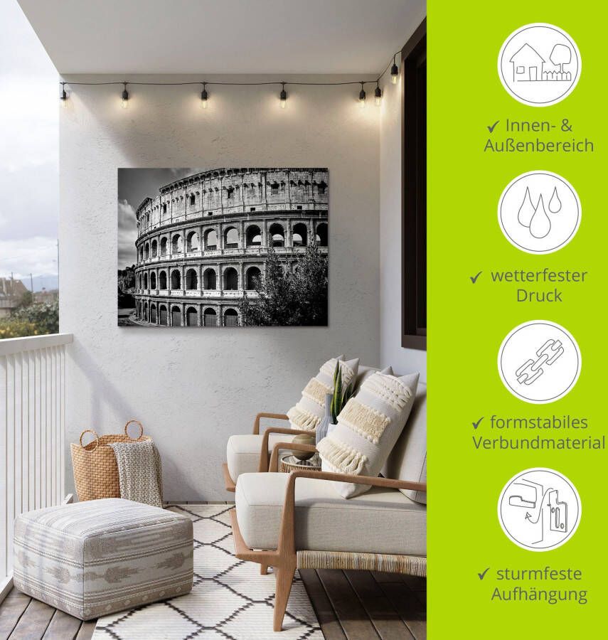 Artland Artprint Rome Colosseum monochroom als artprint van aluminium artprint voor buiten poster in diverse formaten