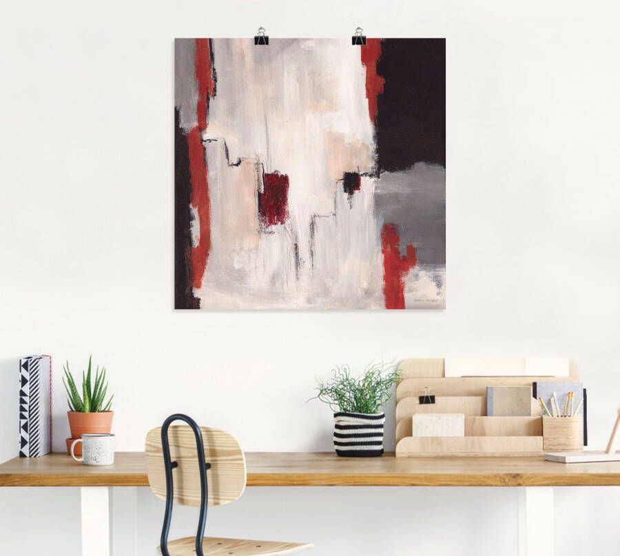 Artland Artprint Rood bij grijs I abstract als artprint van aluminium artprint voor buiten artprint op linnen poster in verschillende maten. maten