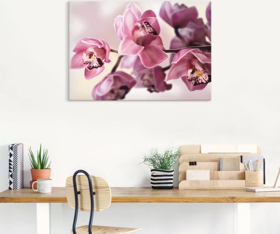 Artland Artprint Roze orchidee als artprint van aluminium artprint voor buiten artprint op linnen poster muursticker