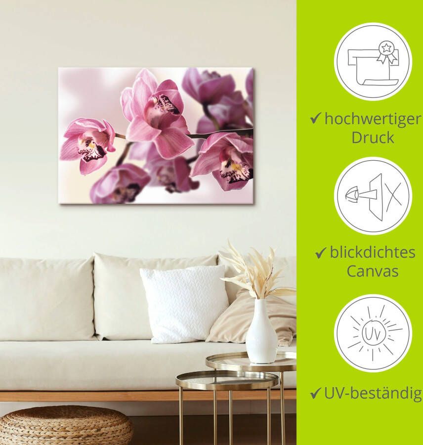 Artland Artprint Roze orchidee als artprint van aluminium artprint voor buiten artprint op linnen poster muursticker