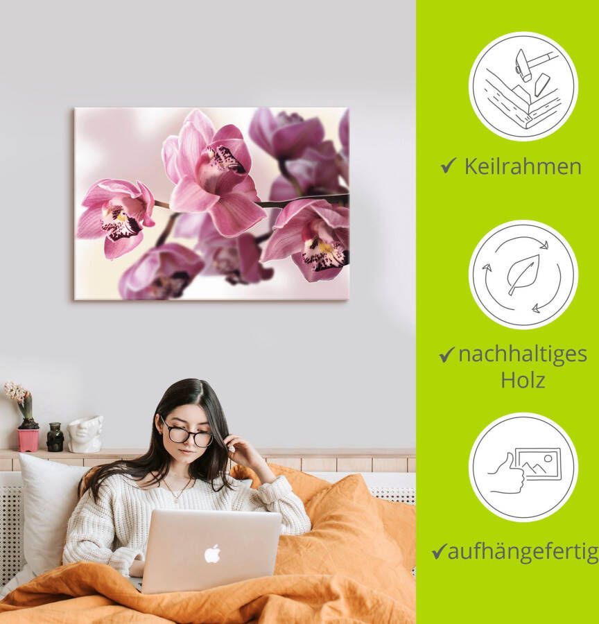 Artland Artprint Roze orchidee als artprint van aluminium artprint voor buiten artprint op linnen poster muursticker