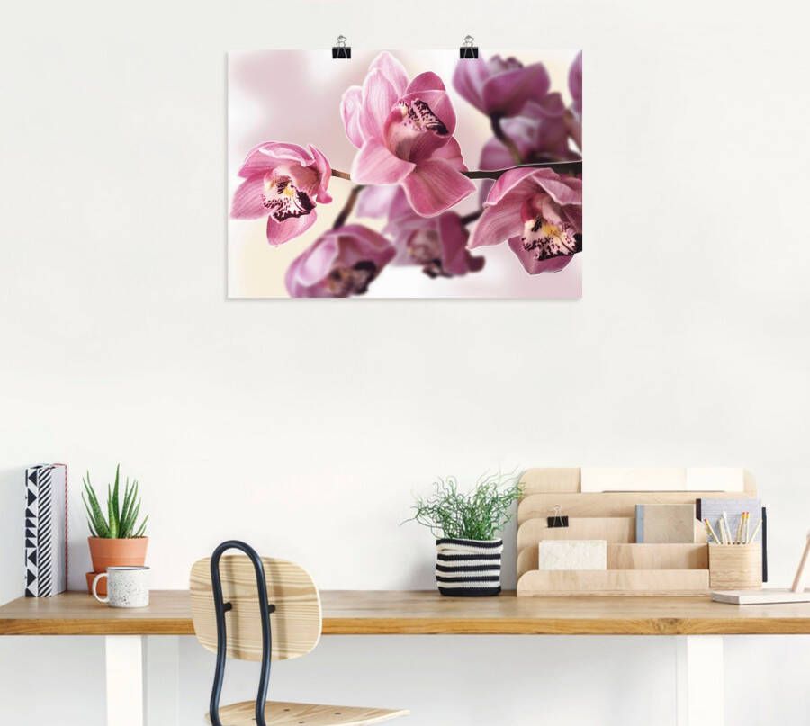 Artland Artprint Roze orchidee als artprint van aluminium artprint voor buiten artprint op linnen poster muursticker