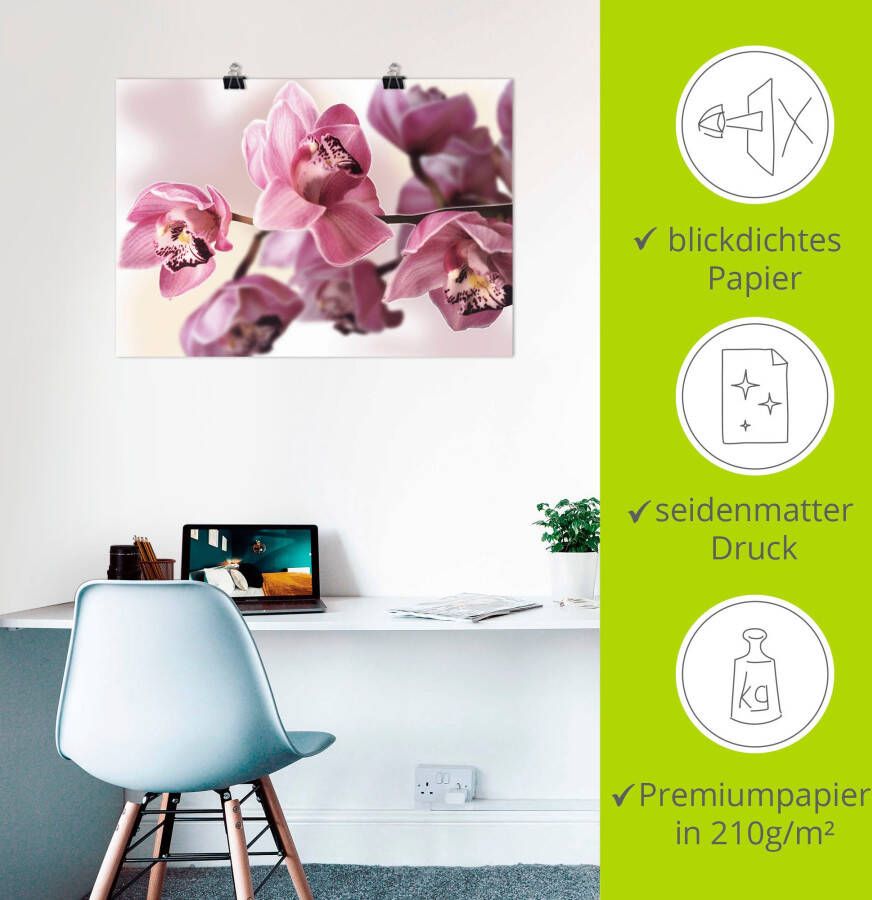 Artland Artprint Roze orchidee als artprint van aluminium artprint voor buiten artprint op linnen poster muursticker