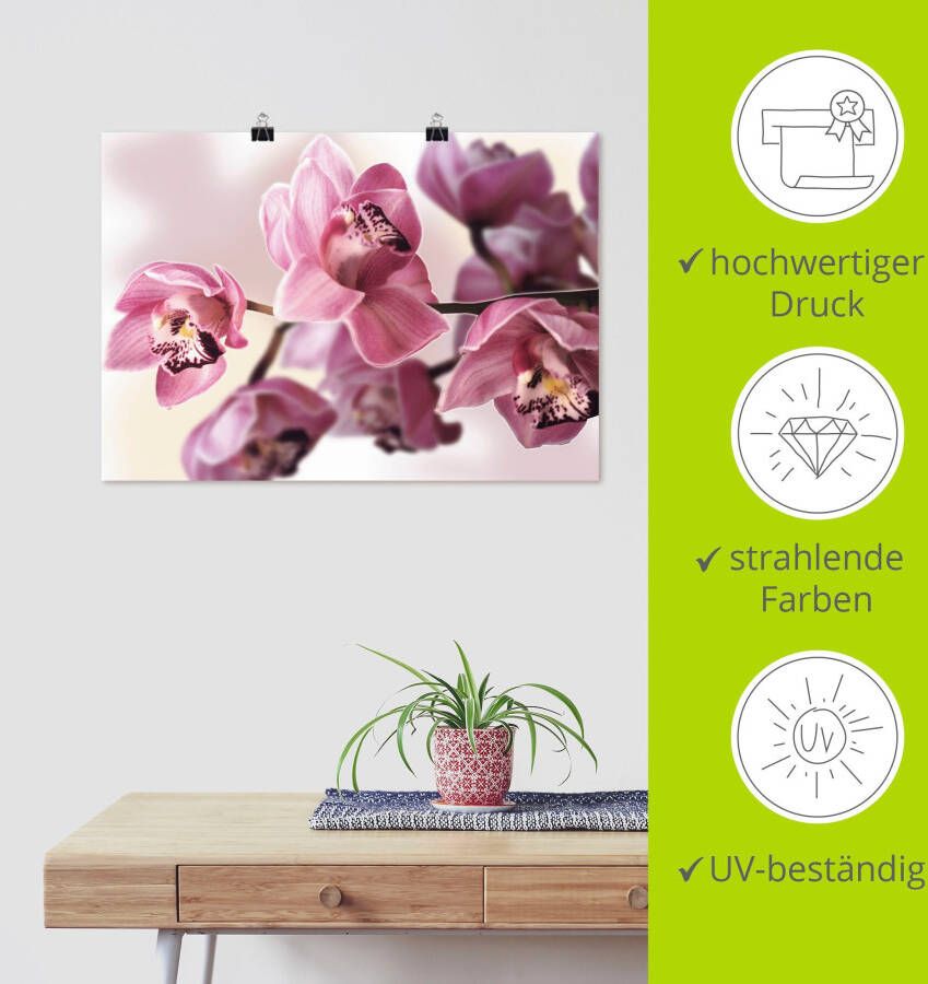 Artland Artprint Roze orchidee als artprint van aluminium artprint voor buiten artprint op linnen poster muursticker