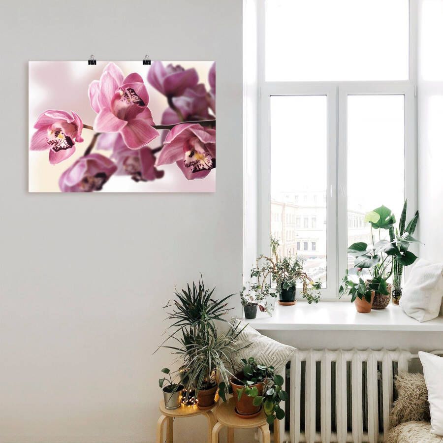 Artland Artprint Roze orchidee als artprint van aluminium artprint voor buiten artprint op linnen poster muursticker