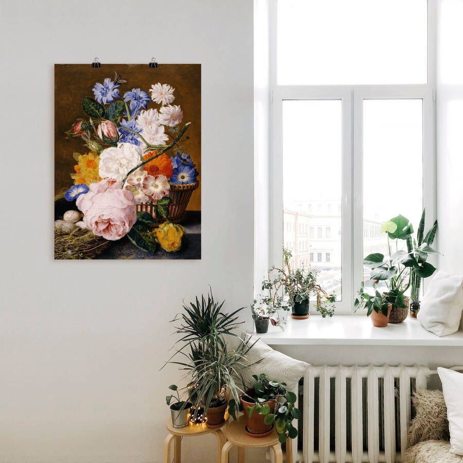 Artland Artprint Rozen wind paasklokken asters als artprint op linnen muursticker of poster in verschillende maten