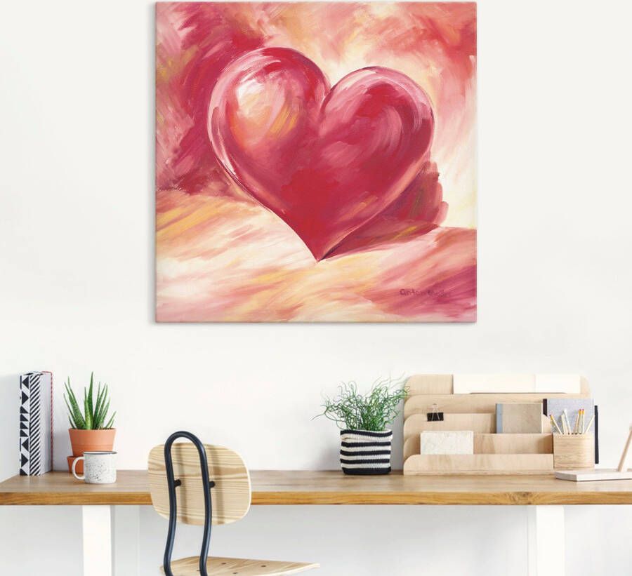 Artland Artprint Roze rood hart als artprint van aluminium artprint voor buiten artprint op linnen poster muursticker