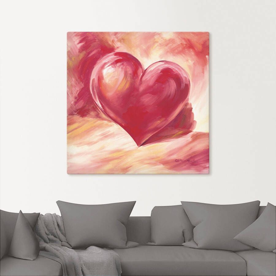 Artland Artprint Roze rood hart als artprint van aluminium artprint voor buiten artprint op linnen poster muursticker