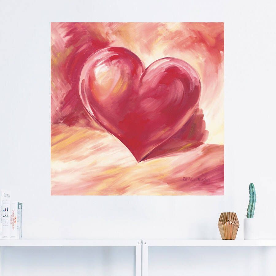 Artland Artprint Roze rood hart als artprint van aluminium artprint voor buiten artprint op linnen poster muursticker