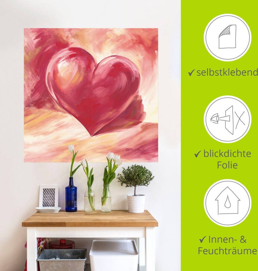 Artland Artprint Roze rood hart als artprint van aluminium artprint voor buiten artprint op linnen poster muursticker