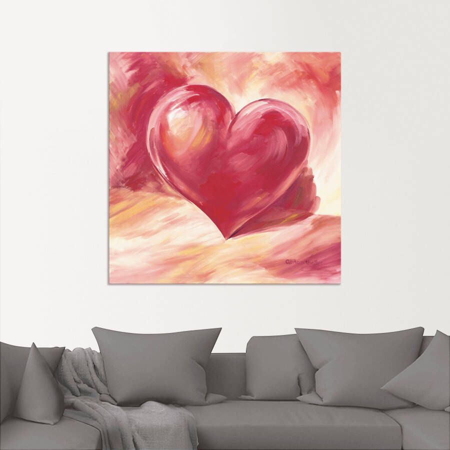 Artland Artprint Roze rood hart als artprint van aluminium artprint voor buiten artprint op linnen poster muursticker