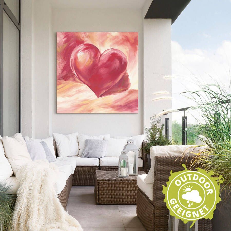 Artland Artprint Roze rood hart als artprint van aluminium artprint voor buiten artprint op linnen poster muursticker