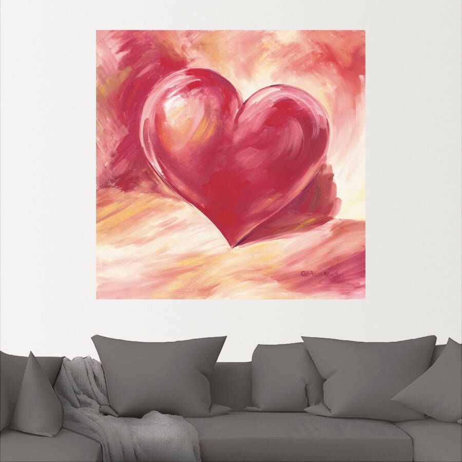 Artland Artprint Roze rood hart als artprint van aluminium artprint voor buiten artprint op linnen poster muursticker