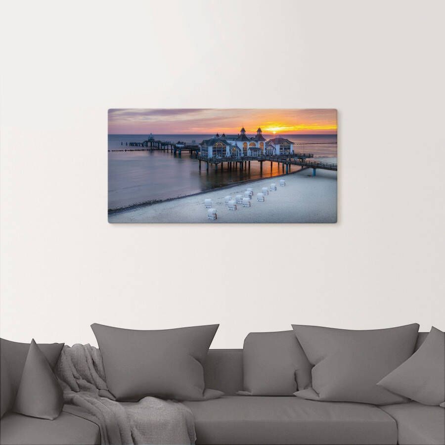 Artland Artprint RÜGEN-pier in Sellin zonsopgang als artprint van aluminium artprint voor buiten artprint op linnen in verschillende maten