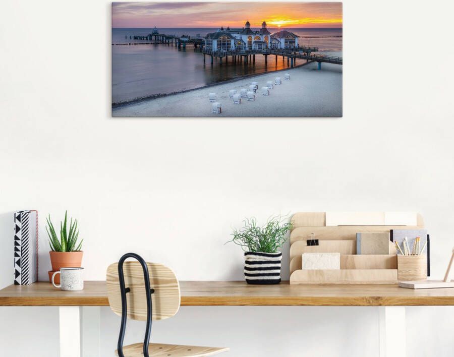 Artland Artprint RÜGEN-pier in Sellin zonsopgang als artprint van aluminium artprint voor buiten artprint op linnen in verschillende maten