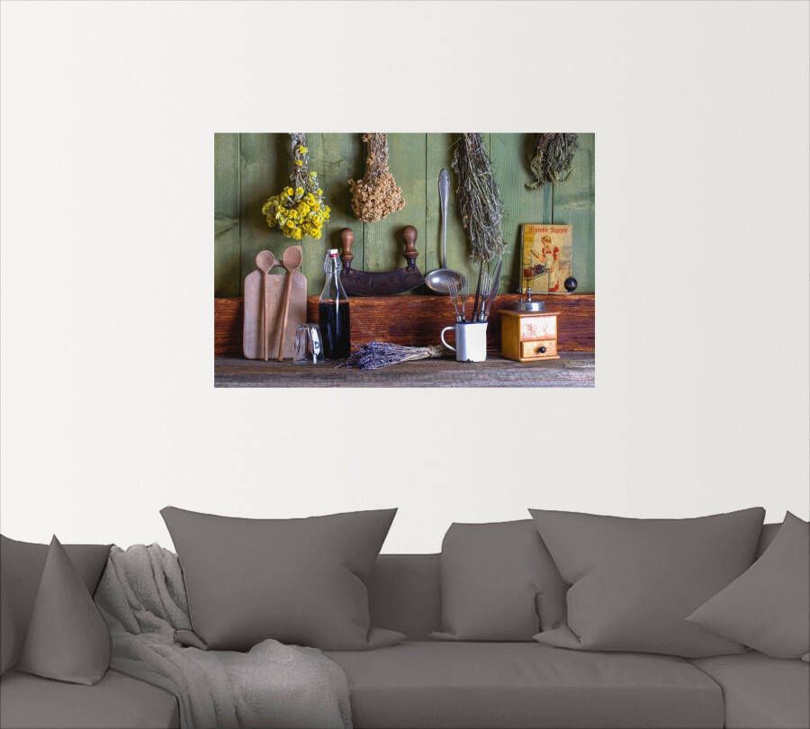 Artland Artprint Rustieke keukenscene als artprint van aluminium artprint voor buiten artprint op linnen poster muursticker