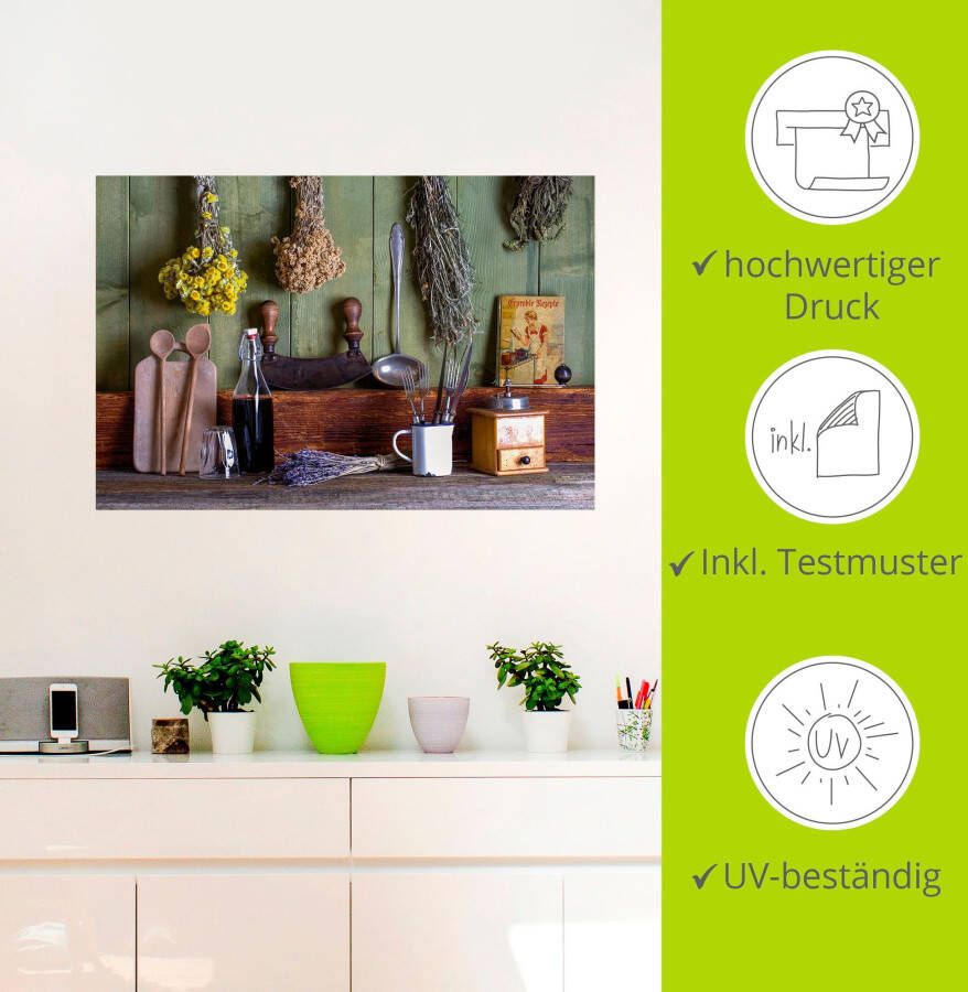 Artland Artprint Rustieke keukenscene als artprint van aluminium artprint voor buiten artprint op linnen poster muursticker