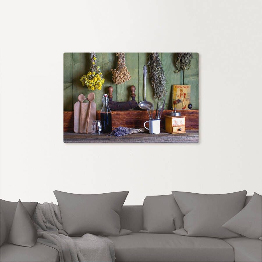 Artland Artprint Rustieke keukenscene als artprint van aluminium artprint voor buiten artprint op linnen poster muursticker