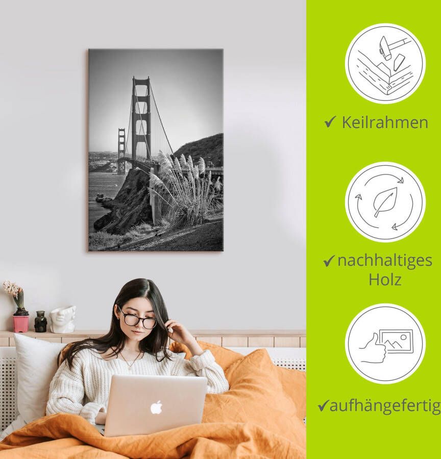 Artland Artprint San Francisco Golden Gate Bridge als artprint op linnen poster in verschillende formaten maten